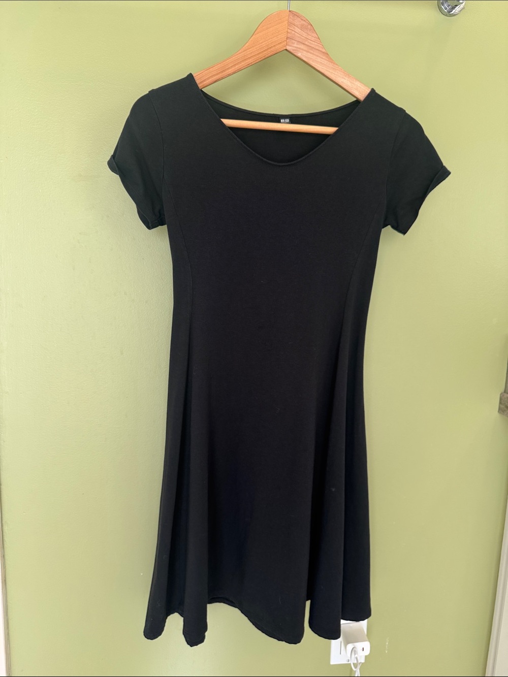 Uniqlo Black Short Sleeve A-Line Mini Dress